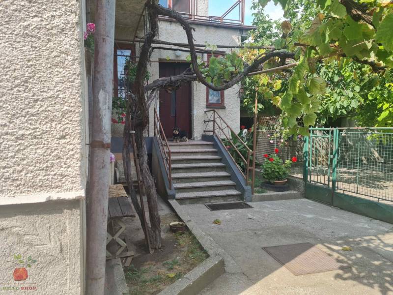 Rodinný dom v Komjaticiach s terasou, popínavými rastlinami, psíkom a kvetinovou výzdobou.